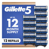 Gillette 5 Men's Razor Blade Refills, 12 Count – Sensitive Skin Shave Cartridges, Calmer Morning Ritual