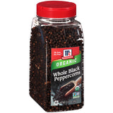 McCormick Organic Whole Black Peppercorns 13.75 oz – Refill for Patio Grilling and Outdoor Cooking