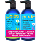 PURA D'OR Scalp Therapy Shampoo & Conditioner Set — Tea Tree, Peppermint & Lavender Aromatherapy Shower