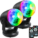 Luditek 2-Pack Kids Disco Ball Lights – Safe Backyard Birthday Party and Pajama Night Accessory, Suction Mount LED Light for Playroom
