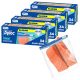 Ziploc Quart Freezer Slider Bags – Meal Prep and Batch Cooking Storage for Busy Weeknight Dinners, 136 Count