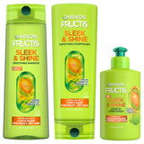 Garnier Fructis Sleek & Shine Shampoo, Conditioner & Leave-In Set – Mindful Bath Time Routine for Humidity-Prone Hair, Plant Keratin