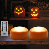 Smokeless Battery Powered Halloween Lights with Auto Shutoff Timer - Safer Alternative to Candles for Mantel and Porch