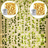 KASZOO 84ft Artificial Ivy Garland with Warm LED Lights – Understated Greenery for Clean Modern Interiors