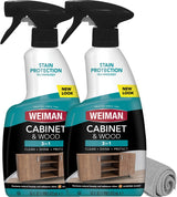 Weiman Cabinet and Wood Cleaner Spray – Thoughtful Housewarming Gift for New Homeowners, Cleans and Protects Cabinets and Furniture, 16 oz 2-Pack with Towel