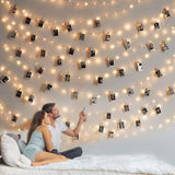 GloDream Waterproof Photo Clip String Lights 33Ft - 100LED Battery Operated Fairy Lights for Patio, Gazebo, and Outdoor Dining Ambiance