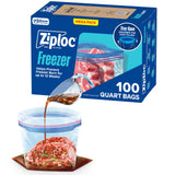 Ziploc Quart Freezer Bags Grip 'n Seal – Mindful Meal Prep Storage for Health-Conscious Homes, 100 Count