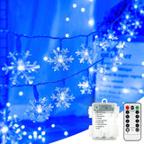 BrizLabs Snowflake String Lights – Thoughtful Christmas Gift for Her, Battery Operated LED Lights with Remote
