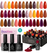 beetles 36 Color Gel Nail Polish Set – Efficient At Home Manicure Workflow, One Coat Coverage UV Gel with 60 Second LED Cure