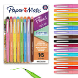 Paper Mate Flair Nature Escape Scented Pens – Mindful Wind-Down Ritual for Evening Reflection, Medium Point 0.7mm, 16 Pack