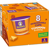 Annie's Real Aged Cheddar Microwave Mac & Cheese Cups – Fast Desk Lunch for Busy Office Workers, 8 Single-Serve Portions