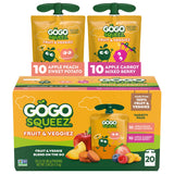 GoGo squeeZ Unsweetened Squeeze Pouches – Backpack and Car Cup Holder Snack for Adventures, Allergen Safe Variety