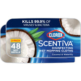 Clorox Scentiva Disinfecting Wet Mop Pads – Coconut & Waterlily Beach-House Aesthetic for Living Room Floors, Bleach-Free Disposable Refills