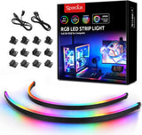 NEON WS2812 Magnetic RGB Strip Light – Tool-Free No-Drill Install for Kid & Pet-Safe PC Builds, 2x15.7in with 12 Neodymium Magnets