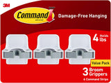 Command Broom and Mop Gripper 3-Pack – Stylish Wall Storage for Laundry Room Makeovers