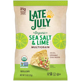 Late July Snacks Organic Multigrain Tortilla Chips Sea Salt and Lime 7.5-oz. Bag for Picnics and Backyard Patio Gatherings