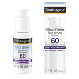 Neutrogena Ultra Sheer Face Sunscreen Serum – Office-Ready Makeup Primer with SPF 60, No White Cast Finish