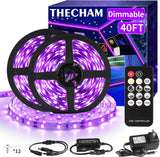 Aogiftr Safe 385-400nm UV-A Blacklight Strip with Remote – Flameless Glow Party Lighting Around Kids and Pets