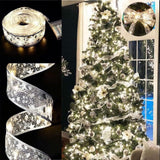 Aurora Glow LED Ribbon for Holiday Home Ambiance – Silver Edge Mesh Lights for Fireplace Mantel and Stair Banister Styling