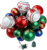 MerryMuse Ball Ornament String Lights, Cozy Housewarming Gift for Her with Patterned Star and Snowflake Bulbs