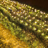 Ollny Outdoor Christmas Net Lights – Green Wire Holiday Mesh Lights 12ft x 5ft for Patio, Fence and Garden Bushes, 8 Mode Waterproof
