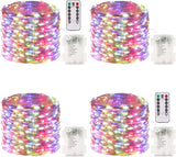 Luminara Glow 4-Pack Battery Fairy Lights, Dimmable 8-Mode String Lights for Cozy Living Room Aesthetic & Holiday Mantel Styling