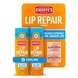 O'Keeffe's Lip Repair Cooling Balm – Hypoallergenic Lip Care Safe for Diabetes and Sensitive Skin, Twin Pack