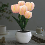 Tulip LED Night Light for Kids Room – Soft Pink Glow Lamp with Ceramic Vase, Cool and Safe