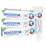 Sensodyne Triple Protection Fluoride Toothpaste – Daily Self-Care Ritual for Sensitive Teeth, Healthy Gums, and Enamel Renewal, 3-Pack