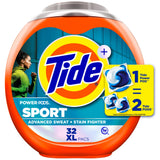 Tide Power Pods Sport Laundry Detergent Pacs – All-in-One 4-in-1 Formula for Clutter-Free Laundry Rooms