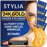 Stylia 24K Gold Eye Masks – Cute Valentine's Day and Christmas Gift for Mom, Best Friend and Teen Girls, Vegan Skincare Set