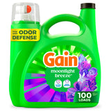 Gain Odor Defense Liquid Laundry Soap, Moonlight Breeze Fragrance – Mindful Bedroom Linen Care and Yoga Towel Refresh, HE Compatible, 177 fl oz, 134 Loads