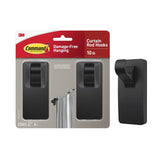 Command 10 lb Black Curtain Rod Hooks for Living Room Aesthetic, Damage-Free Hangers for Modern Home Styling