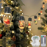 Aomike Christmas Snow Globe String Lights – Calming Winter Ambience for Evening Wind Down Routine, Warm White Battery String 6.8ft with Timer