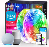 DAYBETTER RGB LED Light Strip for Living Room Aesthetic – Cuttable WiFi Strip with Alexa and Google Assistant