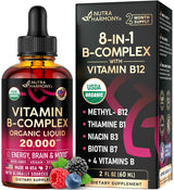 NUTRAHARMONY Vegan B12 Liquid Spray – Midday Mental Clarity Boost for Remote Workers and Students