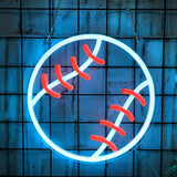Baseball Neon Sign - Modern Man Cave & College Dorm Aesthetic Light, Dimmable Warm Glow LED Wall Art, USB Powered Sports Themed Decor