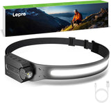 Lepro Rechargeable Head Lamp with Motion Sensor for Night Fishing, Caving and Backcountry Camping