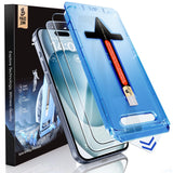 MAGIC JOHN 2 Pack iPhone 15 Tempered Glass Screen Protector 6.1 inch, Auto Dust-Elimination Tray for Kid-Safe, Pet-Friendly Home Installation