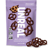 UNREAL Dark Chocolate Covered Pretzels – Lunchbox Treat for Kids' School Snacks, No Artificial Sweeteners