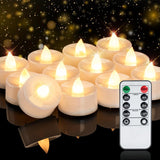 Homemory Minimalist Flameless LED Tea Lights 12-Pack – Clean-Lined, Cord-Free Glow for Uncluttered Bedrooms and Side Tables