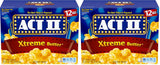 ACT II Xtreme Butter Microwave Popcorn, 12 ct – Gluten-Free Family Snack for Kids' Lunch Boxes and After-School Munching