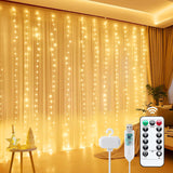 Minetom Fairy Curtain Lights for Living Room Ambiance – 9.8ft Dimmable Twinkle Lights, 8 Modes, USB Powered