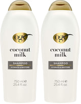 OGX Nourishing + Coconut Milk Moisturizing Shampoo, Coconut & White Peach Scented Shampoo for Dry Hair, Stress-Relief Shower Experience, 13 fl. oz