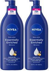 NIVEA Essentially Enriched Body Lotion with Hyaluronic Acid, Dermatologically Tested Family Moisturizer Safe for Sensitive Skin, 16.9 Fl Oz