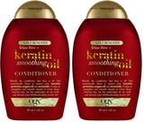 OGX Frizz-Free + Keratin Smoothing Conditioner – Calming Bath Time Essential for Smoother, Shinier Hair