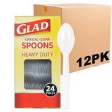 Glad Clear Plastic Spoons for Kids' Birthday Parties, Shatter-Resistant Disposable Spoons for Family Use, 24 Count