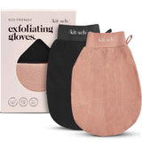 Kitsch Exfoliating Gloves 2pc – At-Home Spa Shower Ritual for Smooth, Renewed Skin, Black & Terracotta