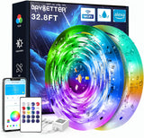 DAYBETTER RGB LED Strip Lights – 32.8ft Mood Lighting for Behind TV, Cabinets, and Living Room Walls