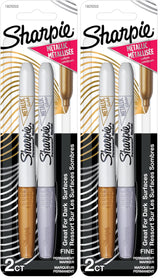 Sharpie Metallic Permanent Markers – Safe Art Supplies for Kids' School Projects, Non-Toxic Gold and Silver Fine Point Pens for Classroom and Home